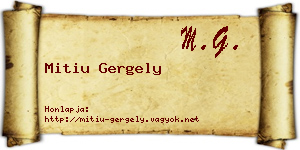 Mitiu Gergely névjegykártya